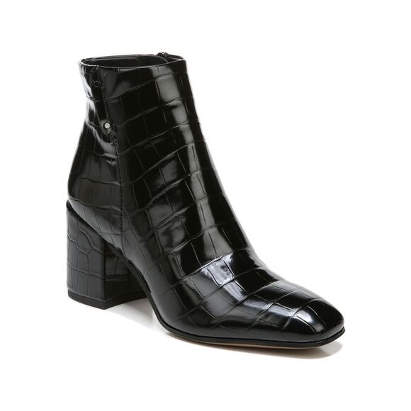 FRANCO SARTO Shoes - FRANCO SARTO Womens Black Crock Print Tenton Almond Toe Block Heel Booties 7.5 M